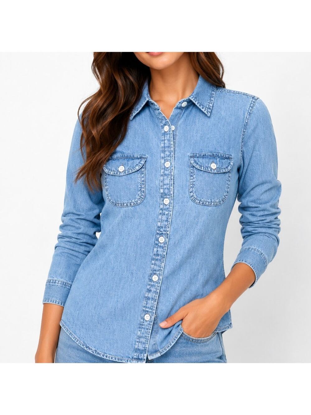 American Eagle Long Sleeve Denim Button Down